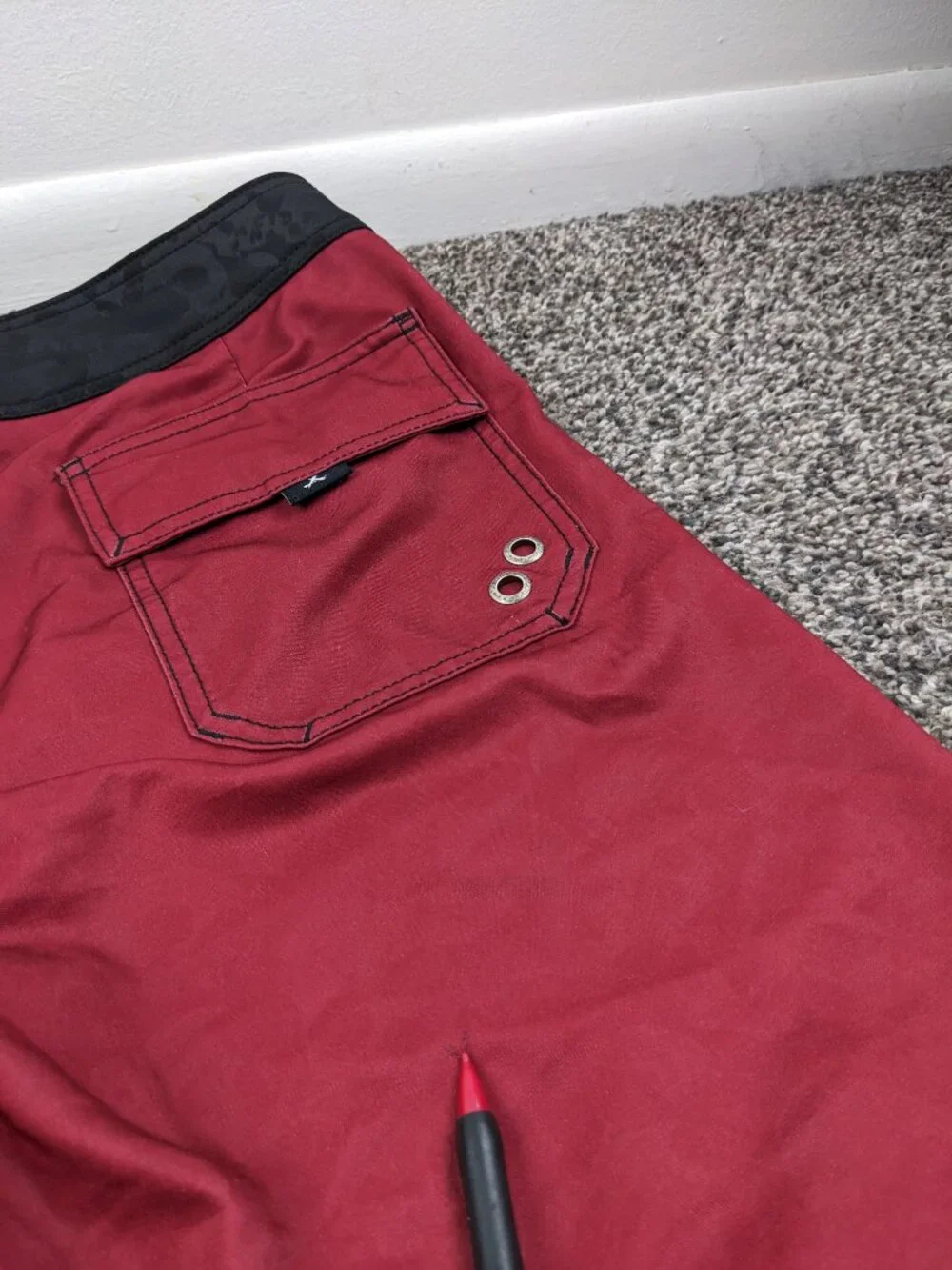 Affliction Board Shorts Skeleton Cross Skull Swim Trunks Red 32
